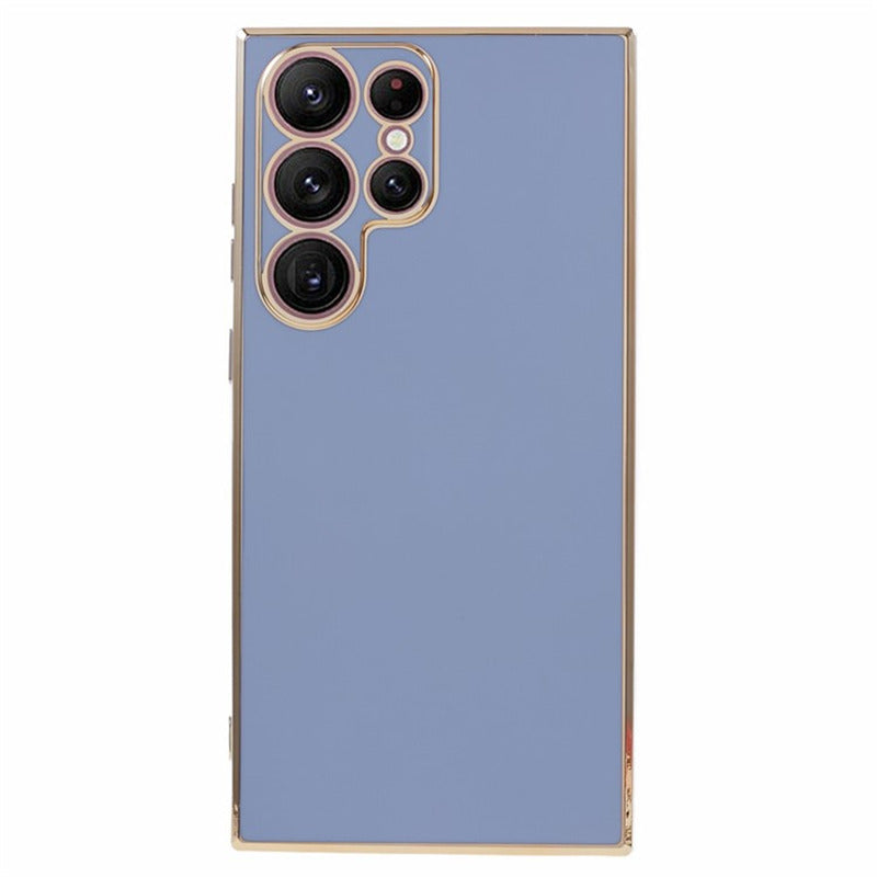 For Samsung Galaxy S24 Ultra Case TPU Glossy 6D Electroplating Phone Back Cover - Blue