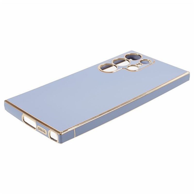 For Samsung Galaxy S24 Ultra Case TPU Glossy 6D Electroplating Phone Back Cover - Blue