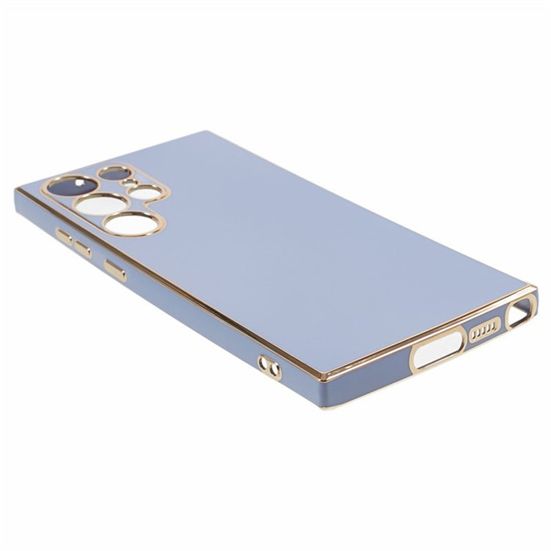 For Samsung Galaxy S24 Ultra Case TPU Glossy 6D Electroplating Phone Back Cover - Blue
