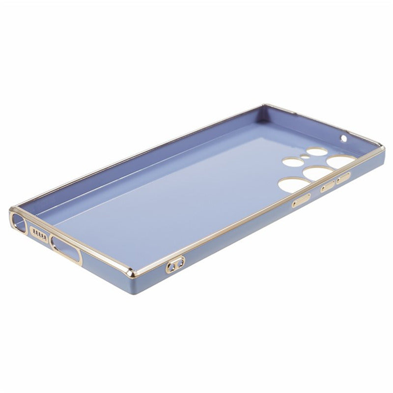 For Samsung Galaxy S24 Ultra Case TPU Glossy 6D Electroplating Phone Back Cover - Blue