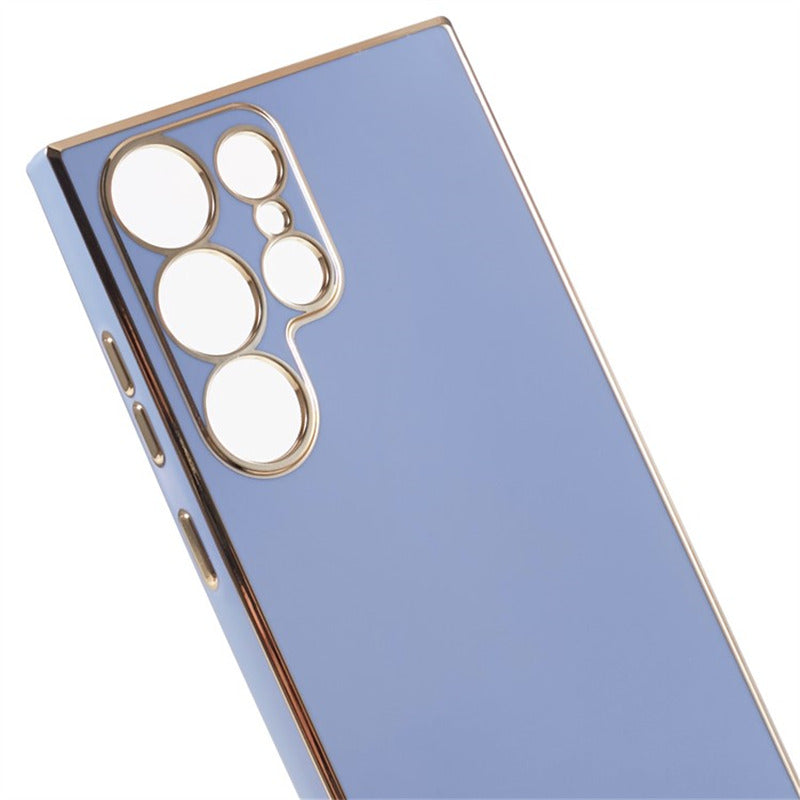 For Samsung Galaxy S24 Ultra Case TPU Glossy 6D Electroplating Phone Back Cover - Blue