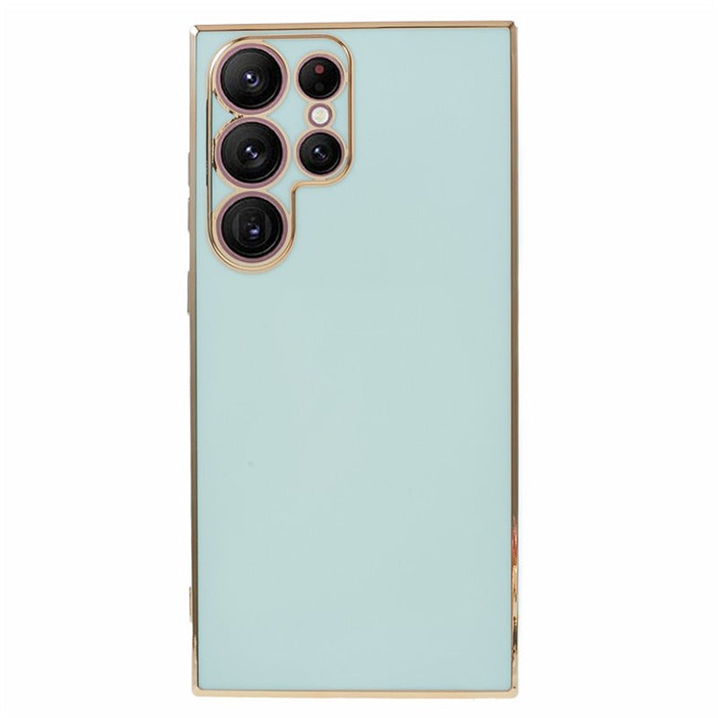 For Samsung Galaxy S24 Ultra Case TPU Glossy 6D Electroplating Phone Back Cover - Cyan