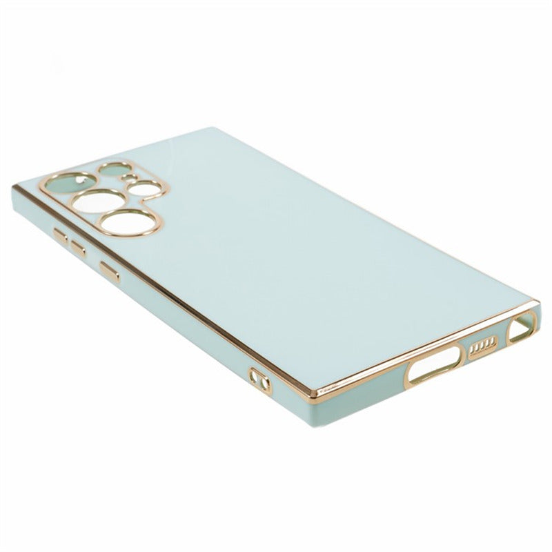 For Samsung Galaxy S24 Ultra Case TPU Glossy 6D Electroplating Phone Back Cover - Cyan
