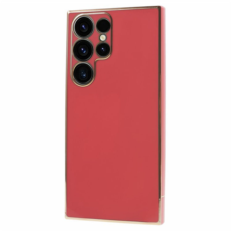 For Samsung Galaxy S24 Ultra Case TPU Glossy 6D Electroplating Phone Back Cover - Red