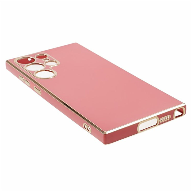 For Samsung Galaxy S24 Ultra Case TPU Glossy 6D Electroplating Phone Back Cover - Red