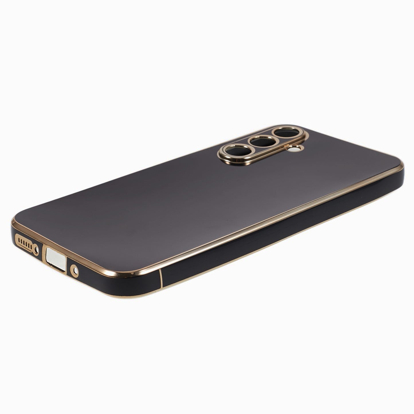 For Samsung Galaxy S24 Case Shockproof 6D Electroplating Glossy Protective Phone Cover - Black