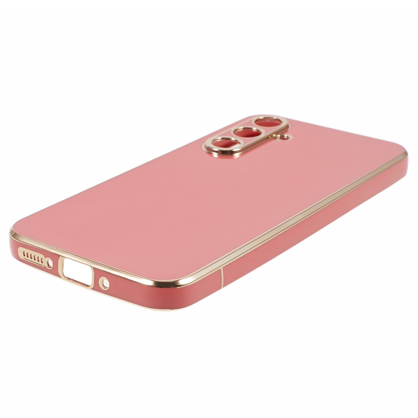 For Samsung Galaxy S24 Case Shockproof 6D Electroplating Glossy Protective Phone Cover - Red