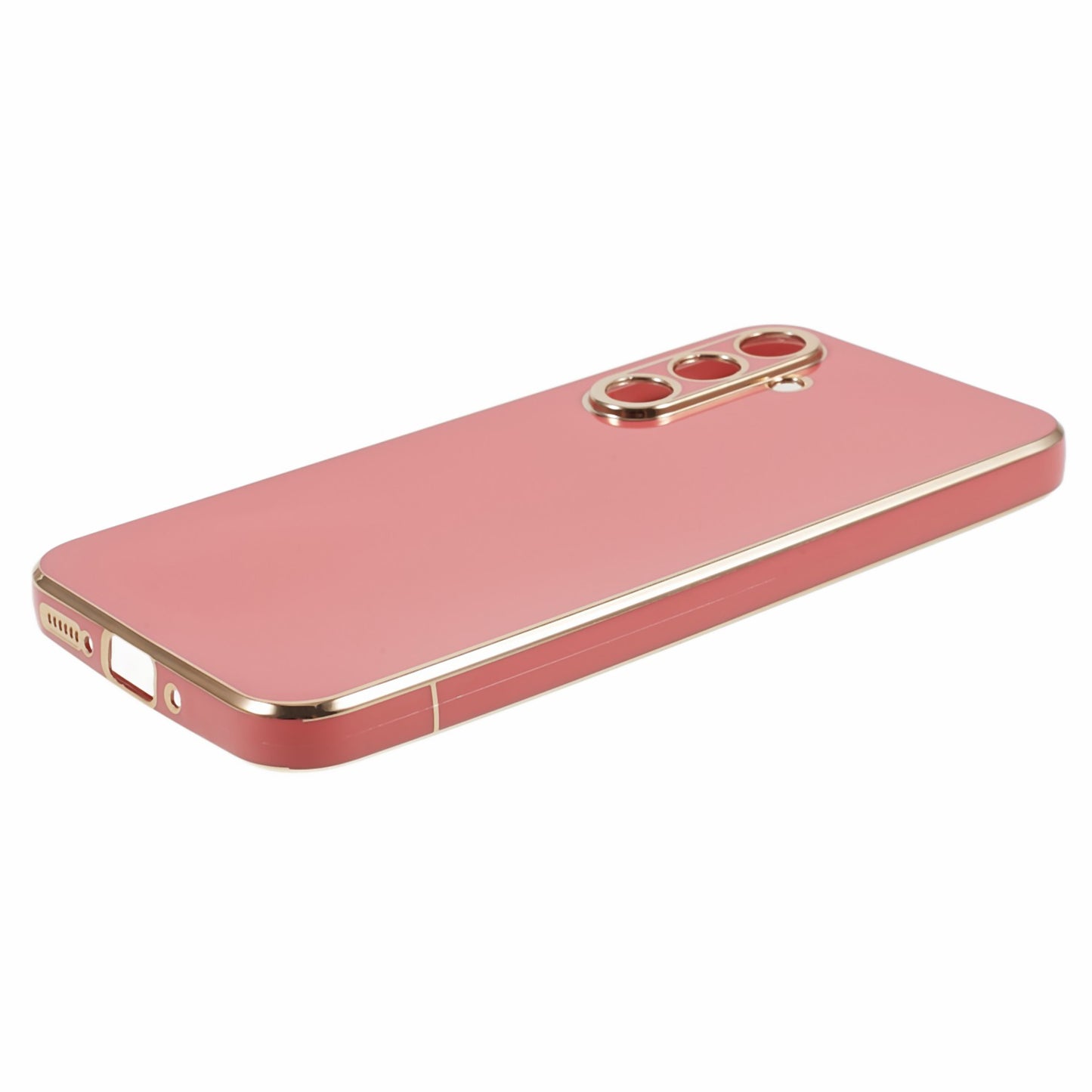 For Samsung Galaxy S24 Case Shockproof 6D Electroplating Glossy Protective Phone Cover - Red