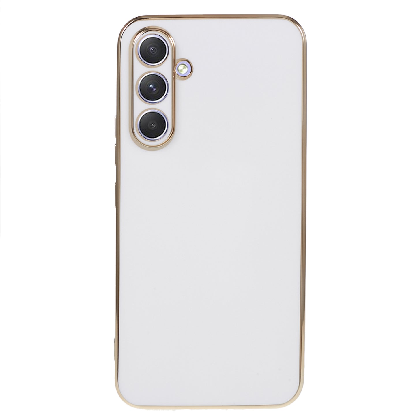 For Samsung Galaxy S24 Case Shockproof 6D Electroplating Glossy Protective Phone Cover - White