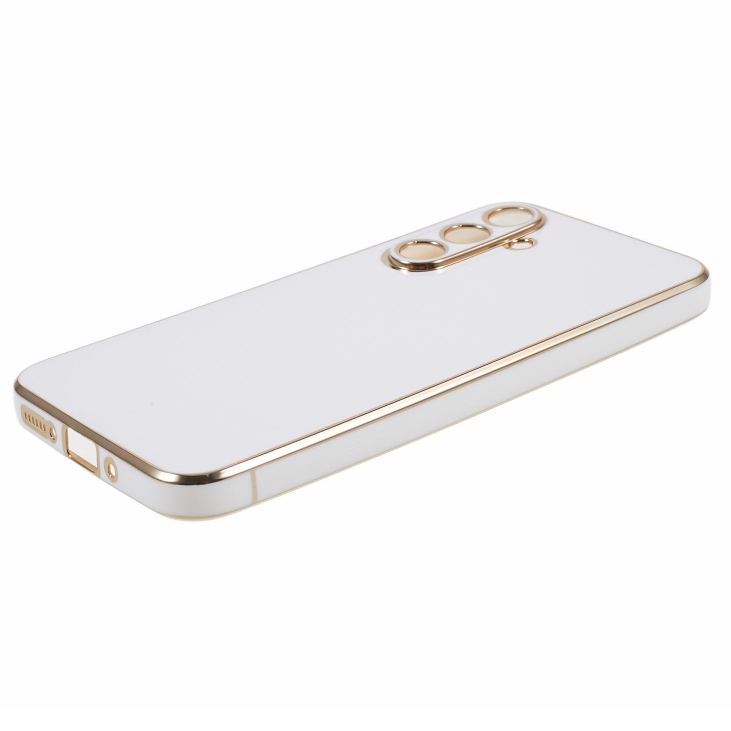 For Samsung Galaxy S24 Case Shockproof 6D Electroplating Glossy Protective Phone Cover - White