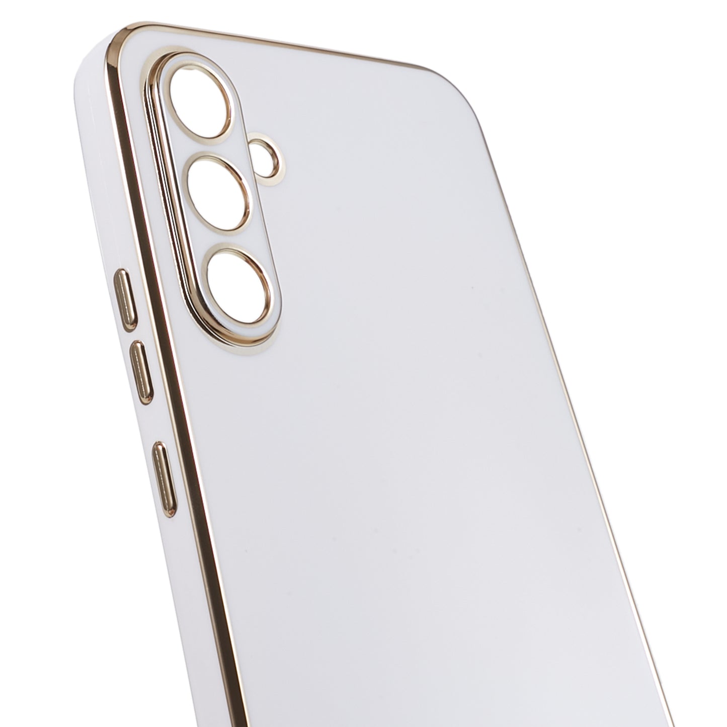 For Samsung Galaxy S24 Case Shockproof 6D Electroplating Glossy Protective Phone Cover - White