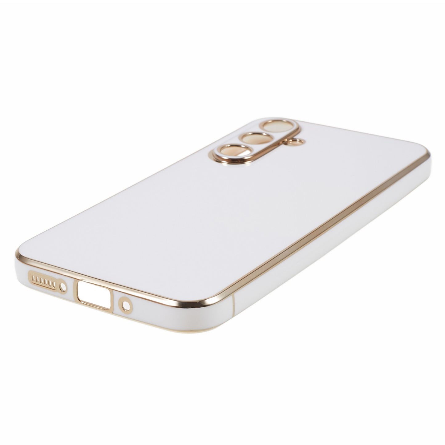 For Samsung Galaxy S24+ Case Electroplating Anti-scratch Soft TPU Phone Back Shell - White
