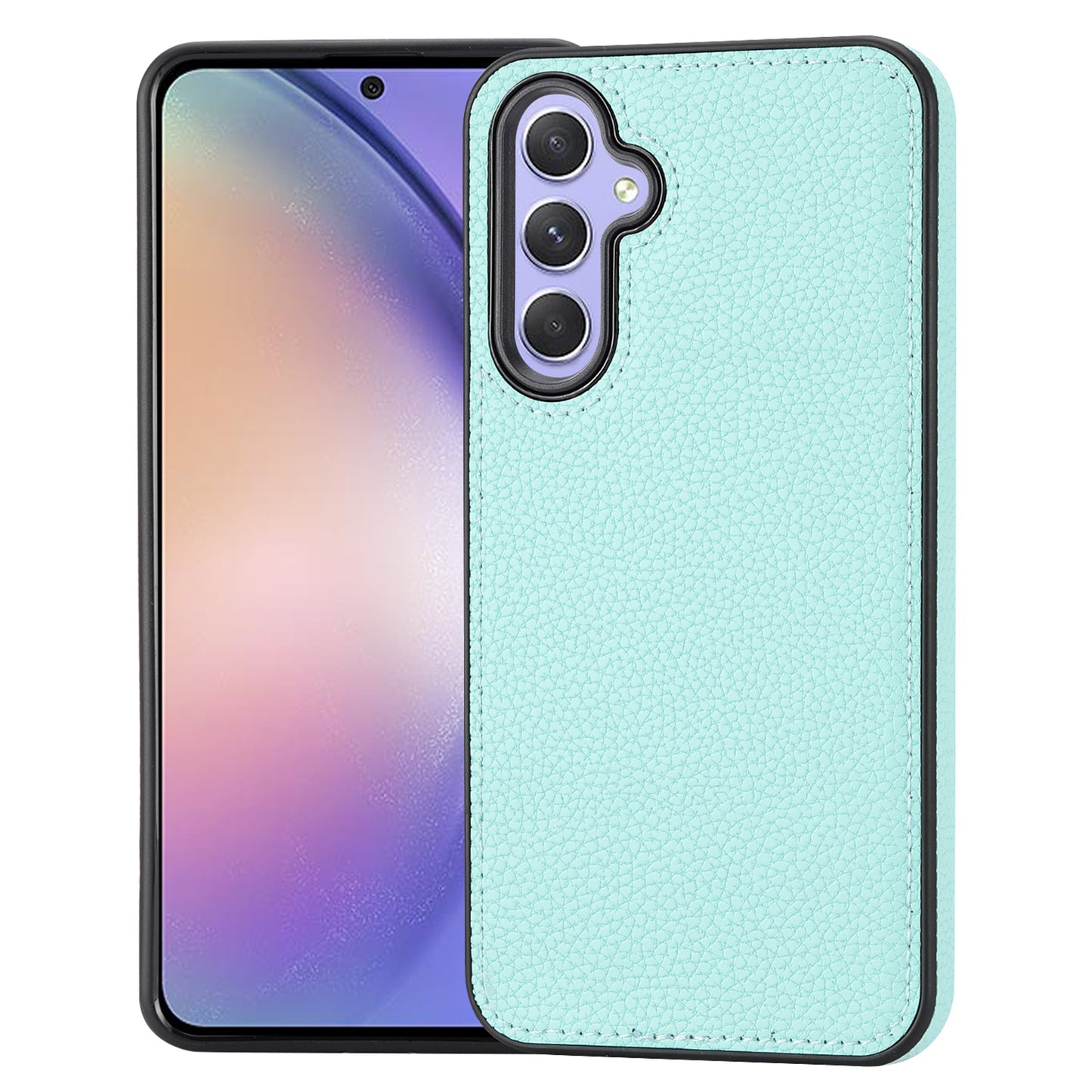 For Samsung Galaxy S24+ Case PU Leather Coated TPU Fully Wrapped Mobile Phone Protector - Mint Green