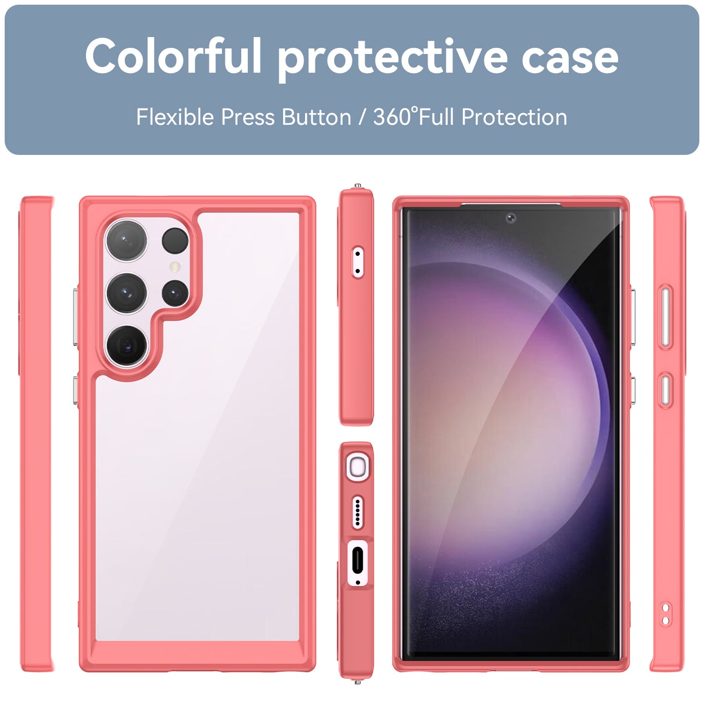 For Samsung Galaxy S24 Ultra Case TPU + Acrylic Shockproof Smart Phone Cover - Red