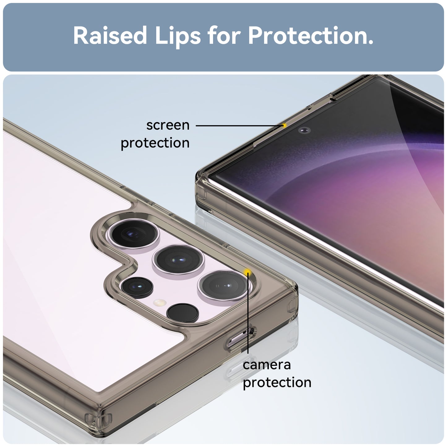 For Samsung Galaxy S24 Ultra Case TPU + Acrylic Shockproof Smart Phone Cover - Transparent Grey