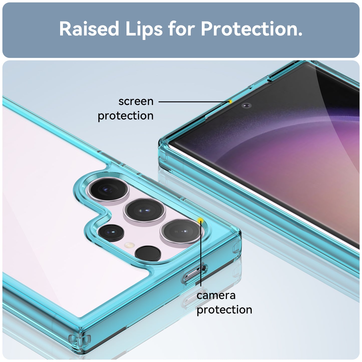 For Samsung Galaxy S24 Ultra Case TPU + Acrylic Shockproof Smart Phone Cover - Transparent Blue