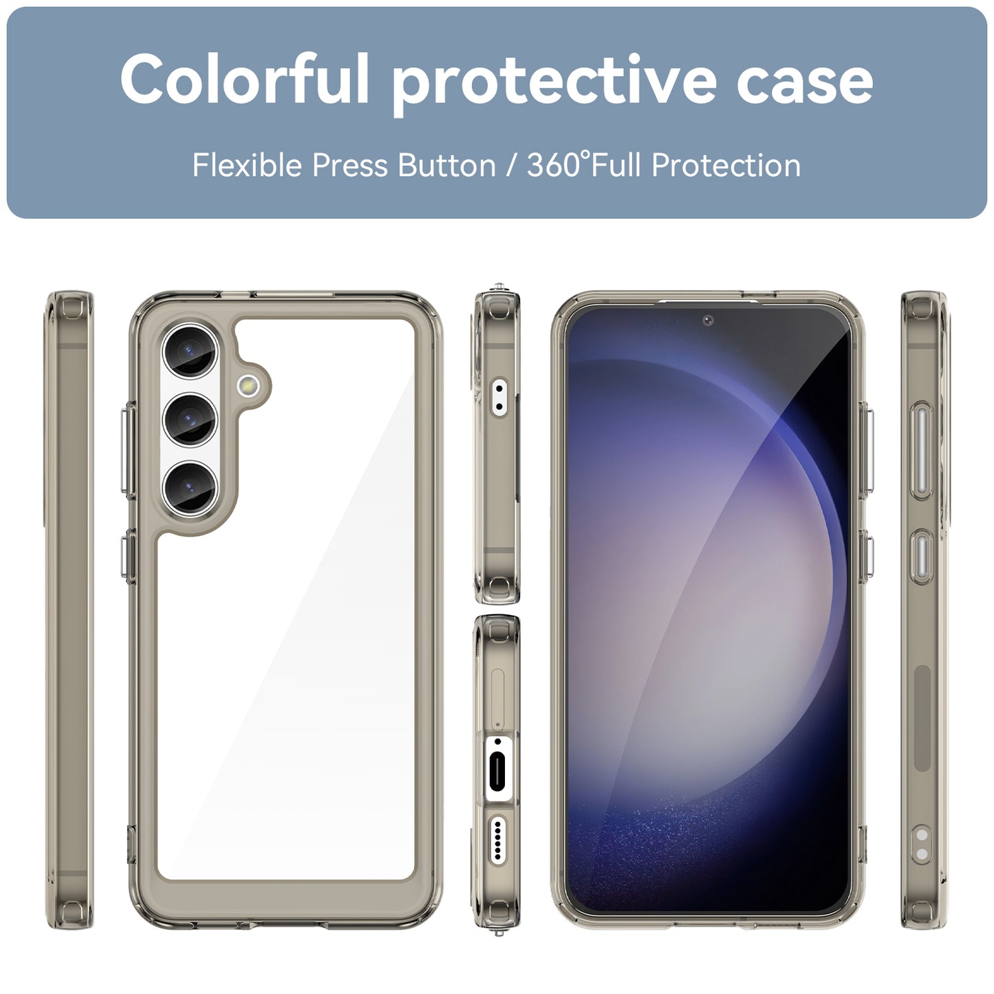 For Samsung Galaxy S24 Case TPU + Acrylic Anti-scratch Phone Back Shell - Transparent Grey