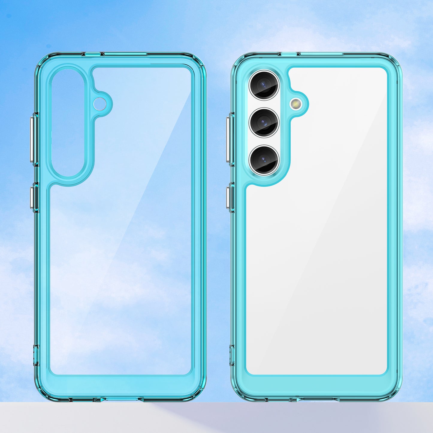 For Samsung Galaxy S24 Case TPU + Acrylic Anti-scratch Phone Back Shell - Transparent Blue
