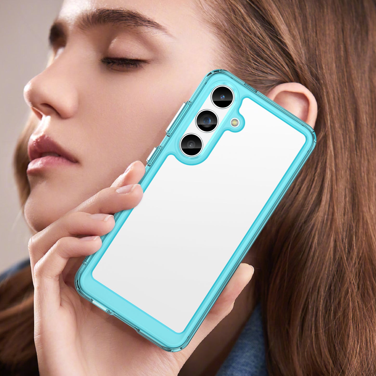 For Samsung Galaxy S24 Case TPU + Acrylic Anti-scratch Phone Back Shell - Transparent Blue