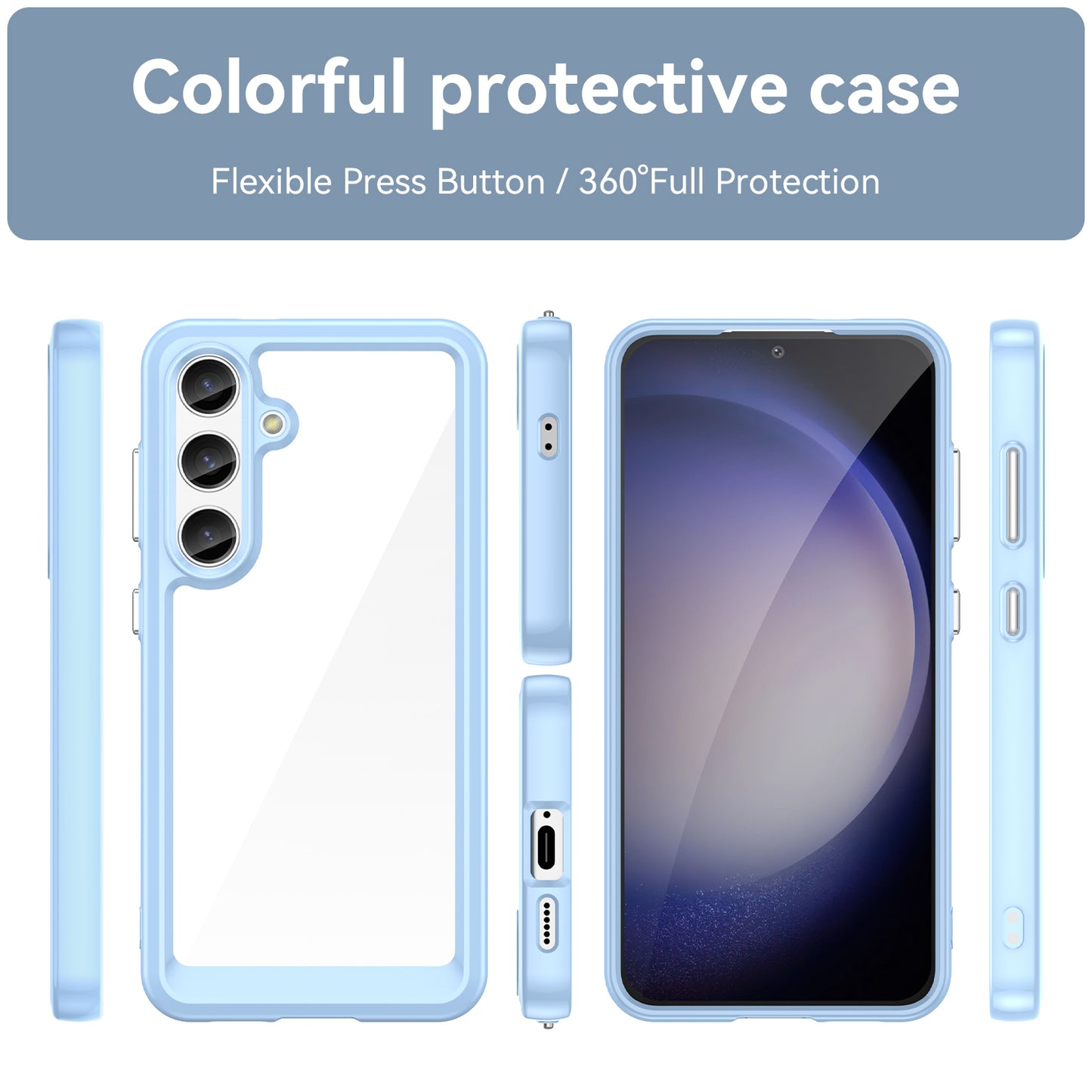 For Samsung Galaxy S24+ Case TPU + Acrylic Anti-scratch Phone Back Protector - Blue