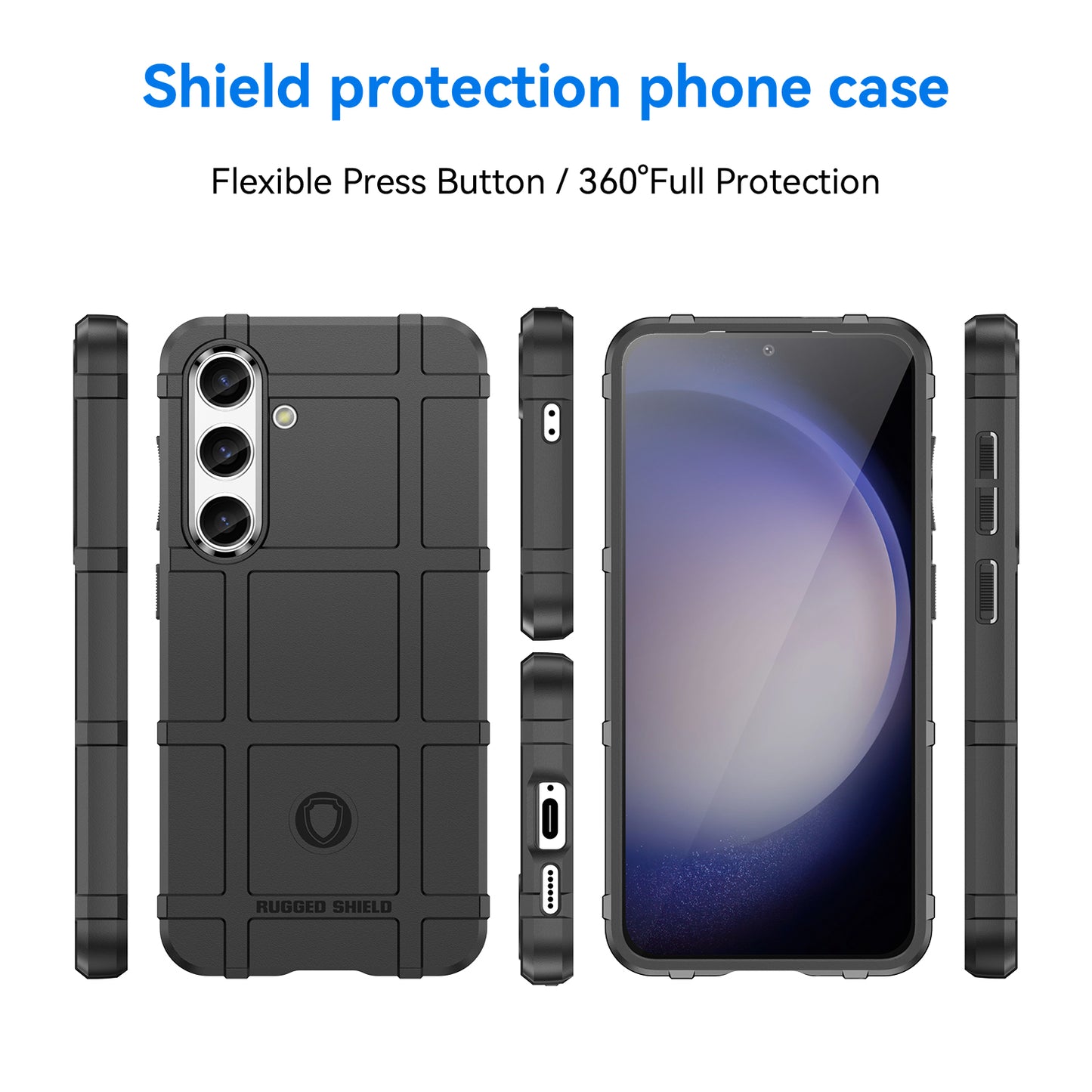 Square Grid Texture Shell for Samsung Galaxy S24 Flexible TPU Phone Case - Black