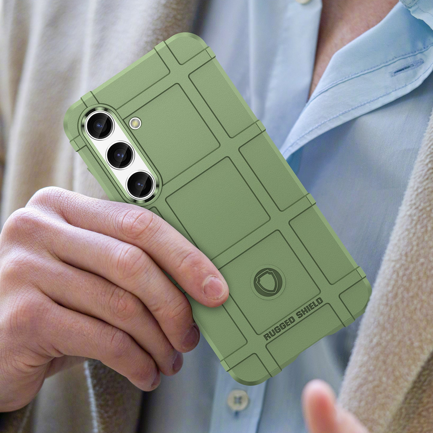 Square Grid Texture Shell for Samsung Galaxy S24 Flexible TPU Phone Case - Green