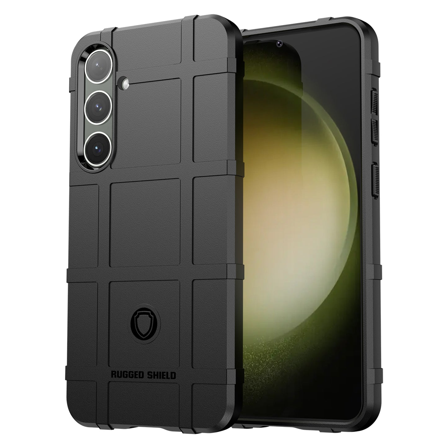 For Samsung Galaxy S24+ Case Shockproof Square Grid Texture TPU Phone Cover Shell - Black