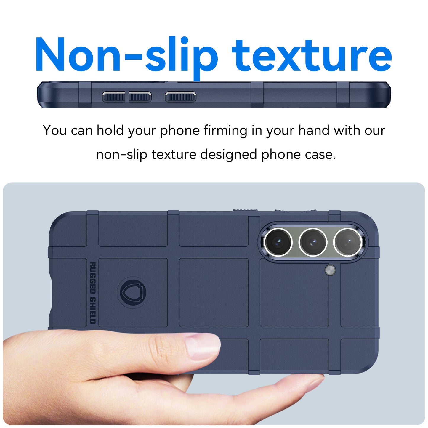For Samsung Galaxy S24+ Case Shockproof Square Grid Texture TPU Phone Cover Shell - Blue