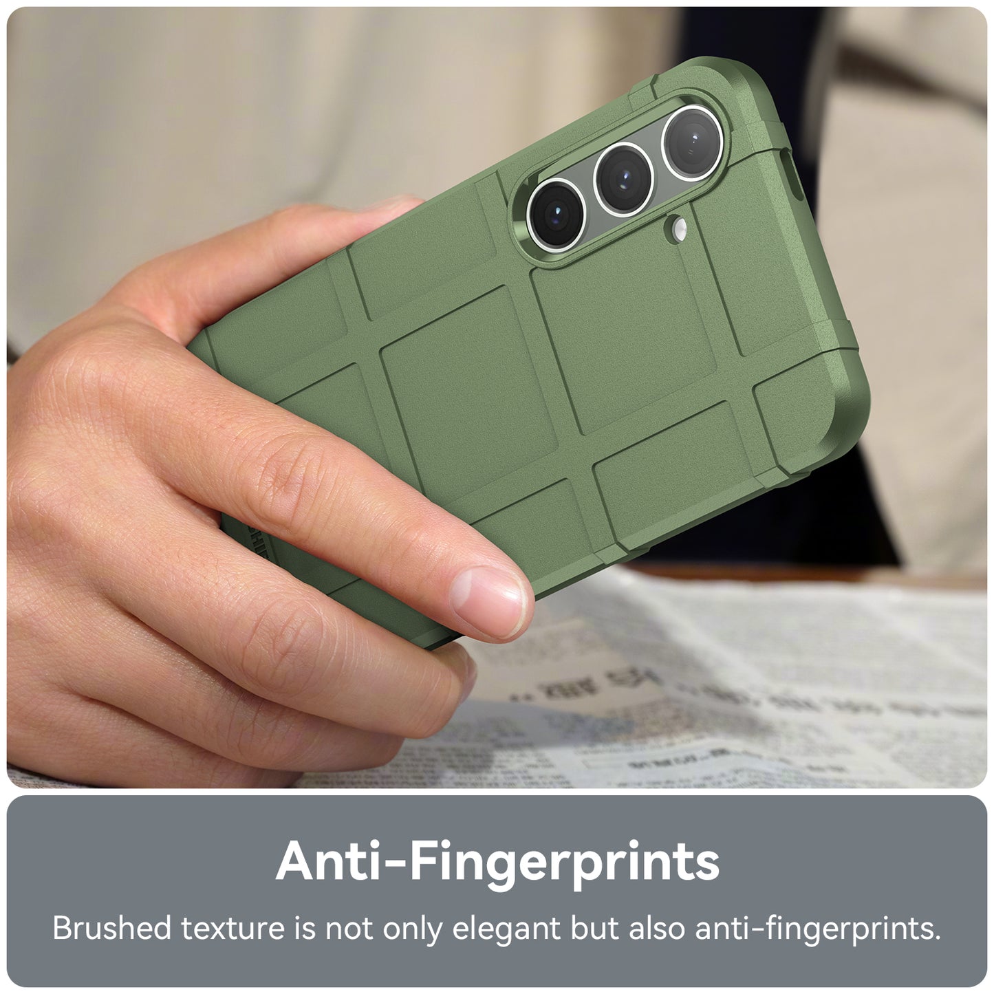 For Samsung Galaxy S24+ Case Shockproof Square Grid Texture TPU Phone Cover Shell - Green