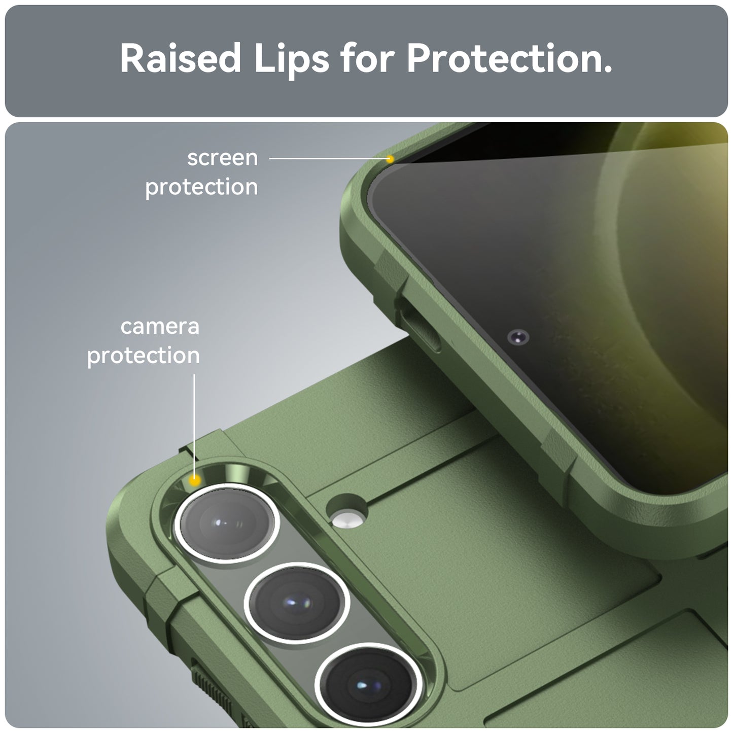 For Samsung Galaxy S24+ Case Shockproof Square Grid Texture TPU Phone Cover Shell - Green