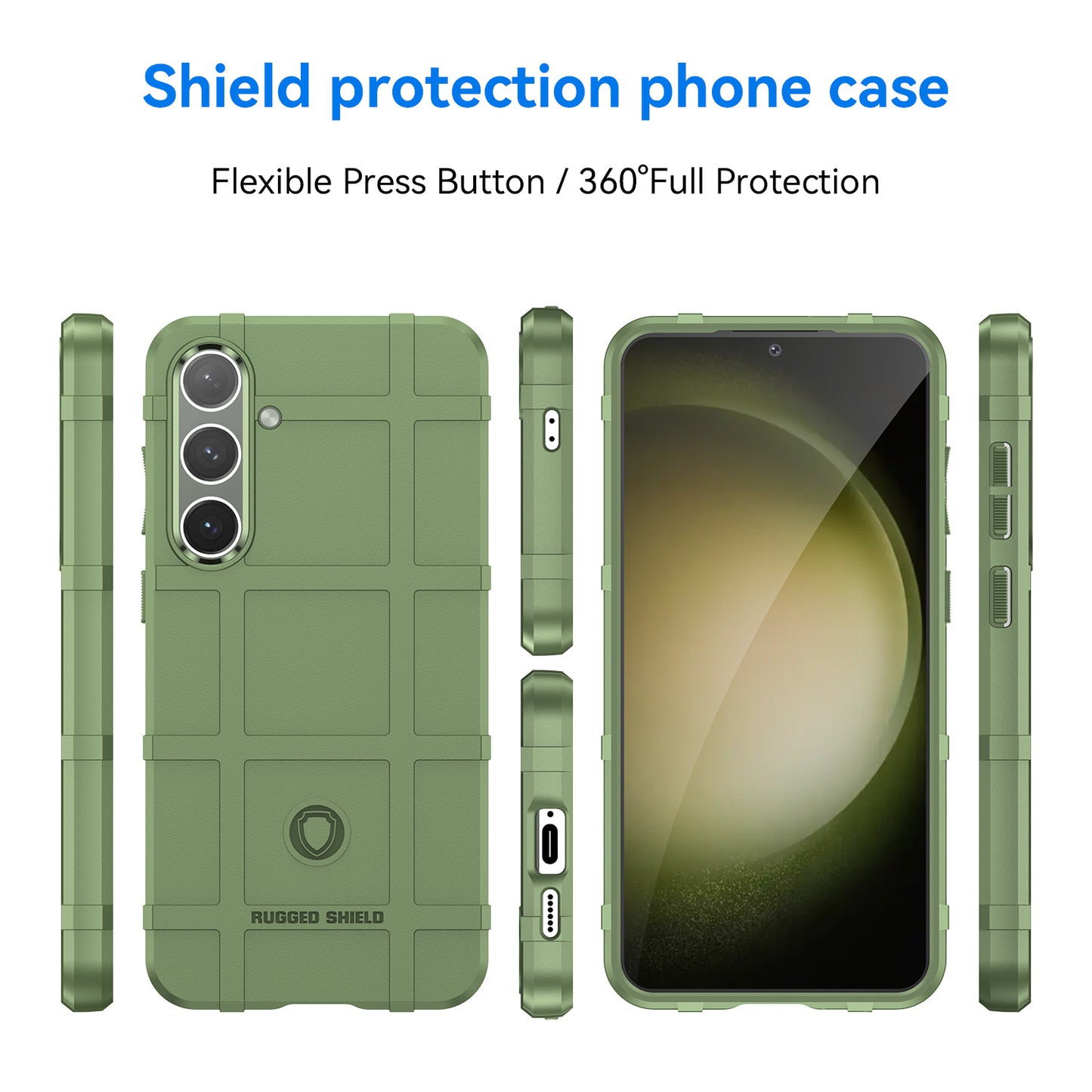 For Samsung Galaxy S24+ Case Shockproof Square Grid Texture TPU Phone Cover Shell - Green