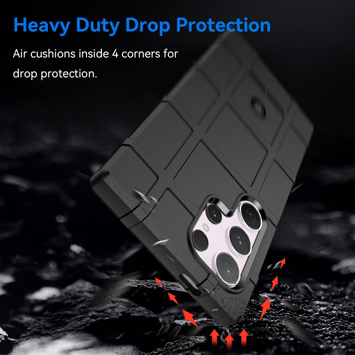 For Samsung Galaxy S24 Ultra TPU Phone Cover Shockproof Phone Case with Square Grid Texture - Black