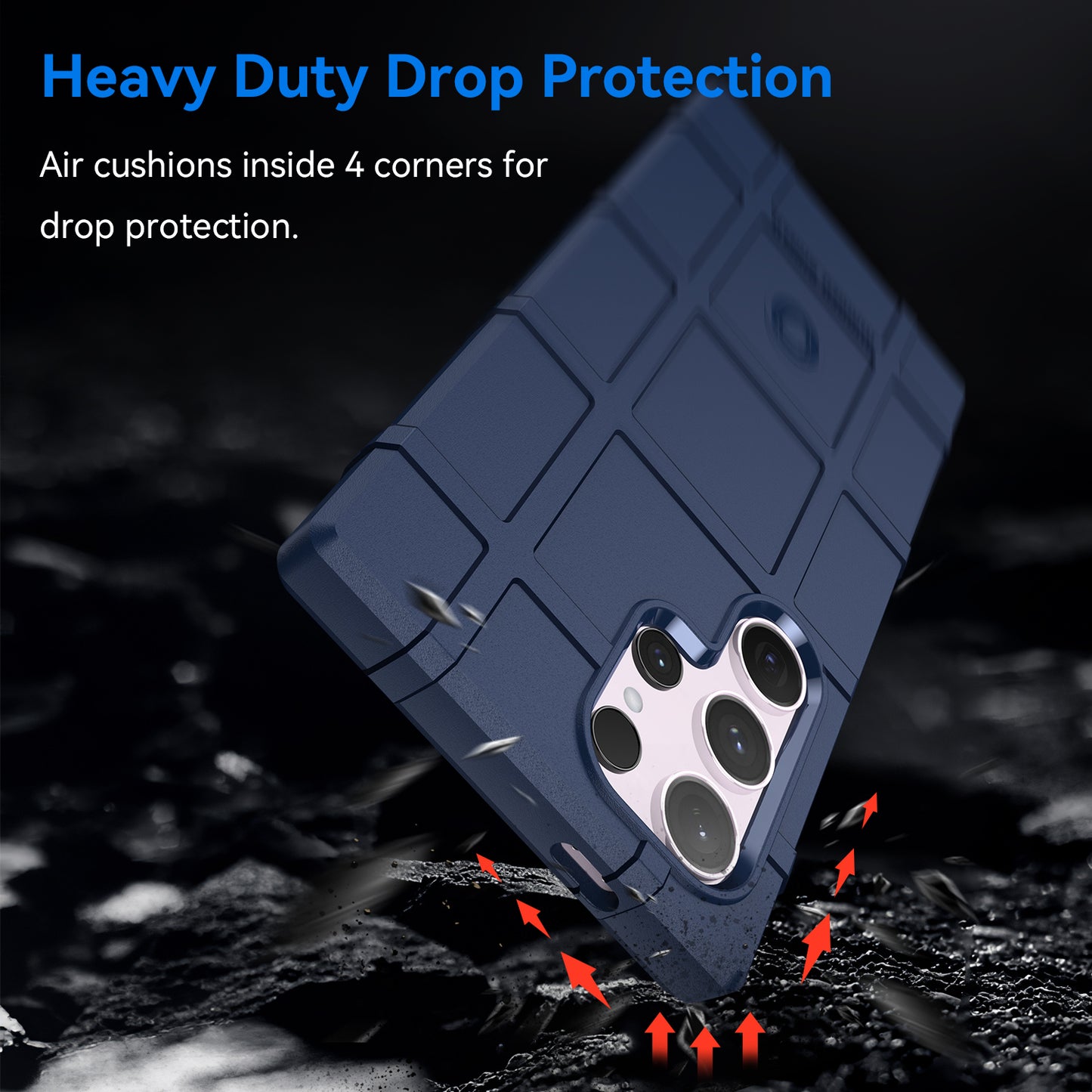 For Samsung Galaxy S24 Ultra TPU Phone Cover Shockproof Phone Case with Square Grid Texture - Blue