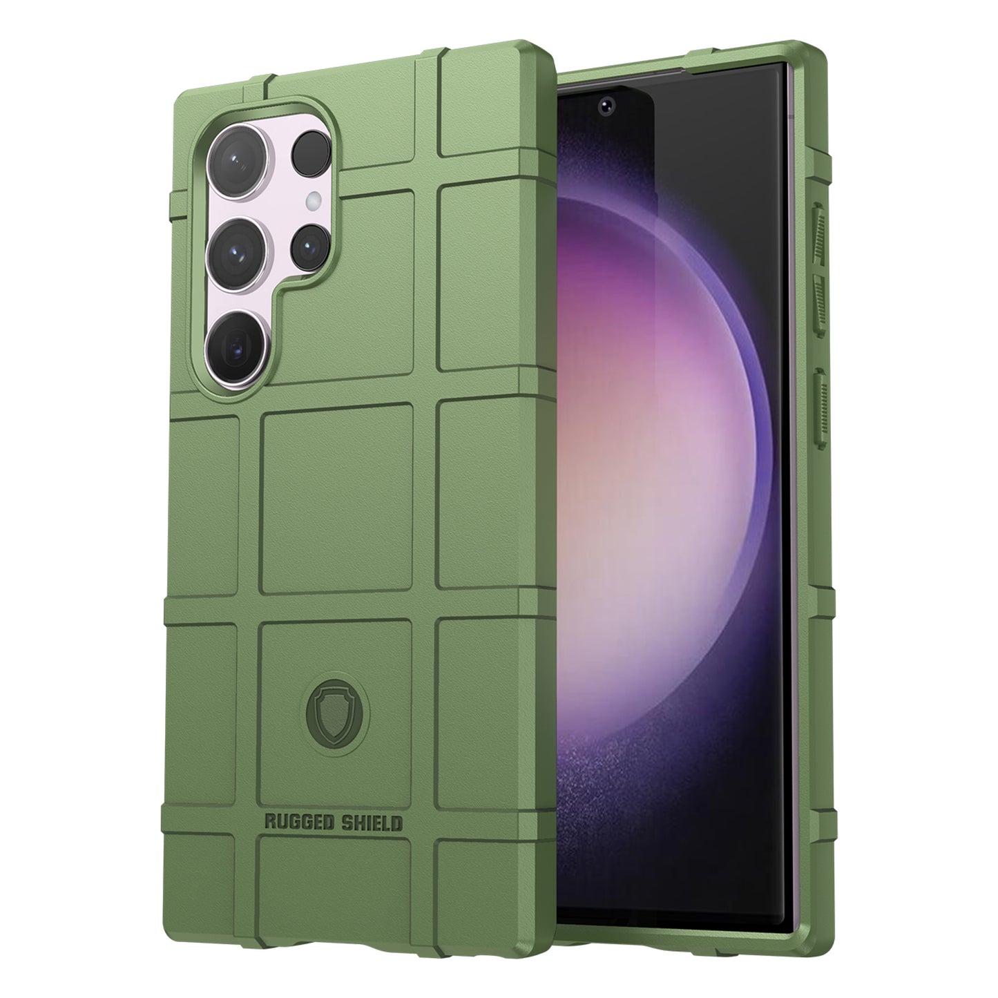 For Samsung Galaxy S24 Ultra TPU Phone Cover Shockproof Phone Case with Square Grid Texture - Green