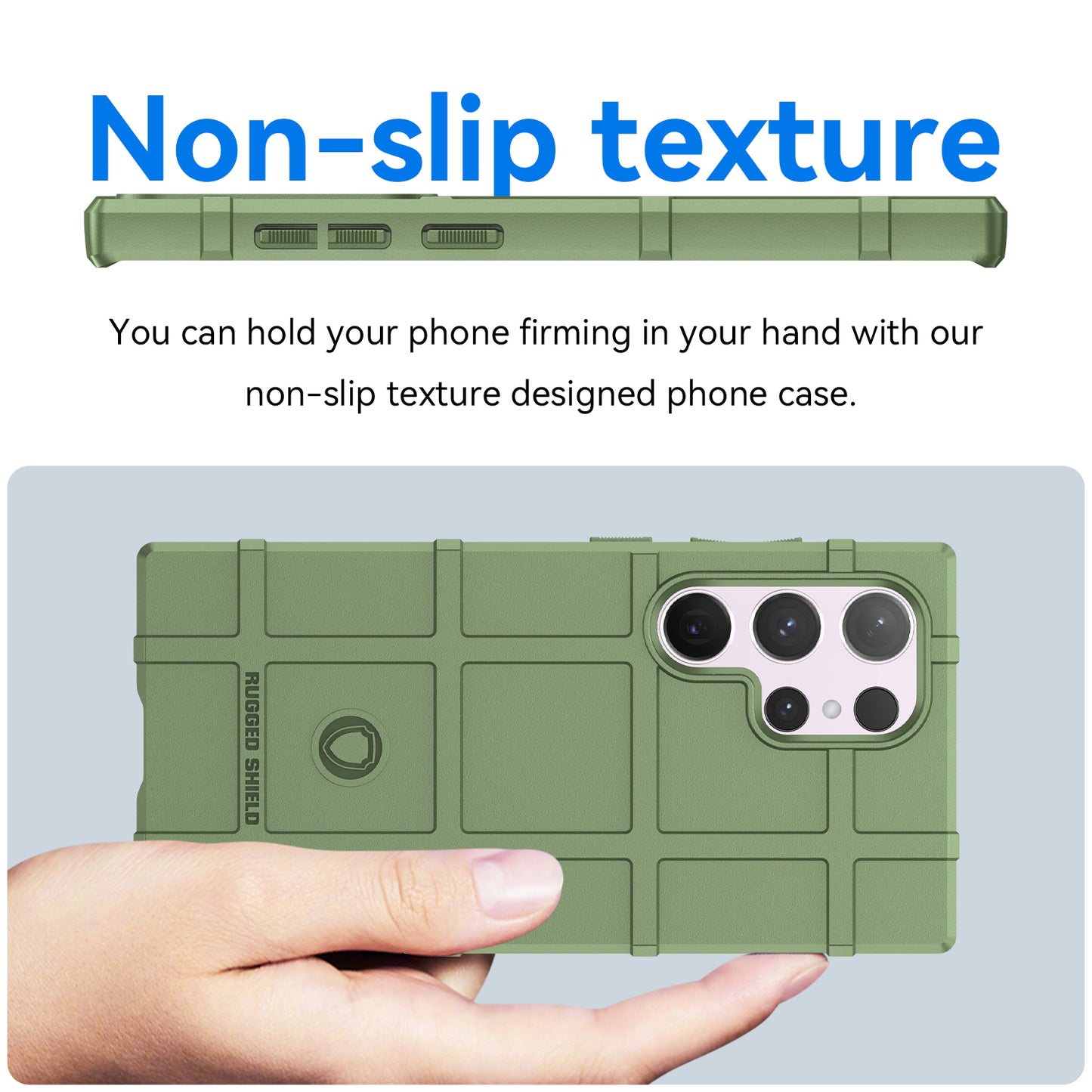 For Samsung Galaxy S24 Ultra TPU Phone Cover Shockproof Phone Case with Square Grid Texture - Green