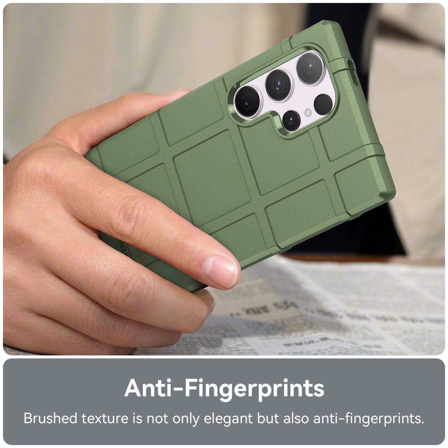 For Samsung Galaxy S24 Ultra TPU Phone Cover Shockproof Phone Case with Square Grid Texture - Green