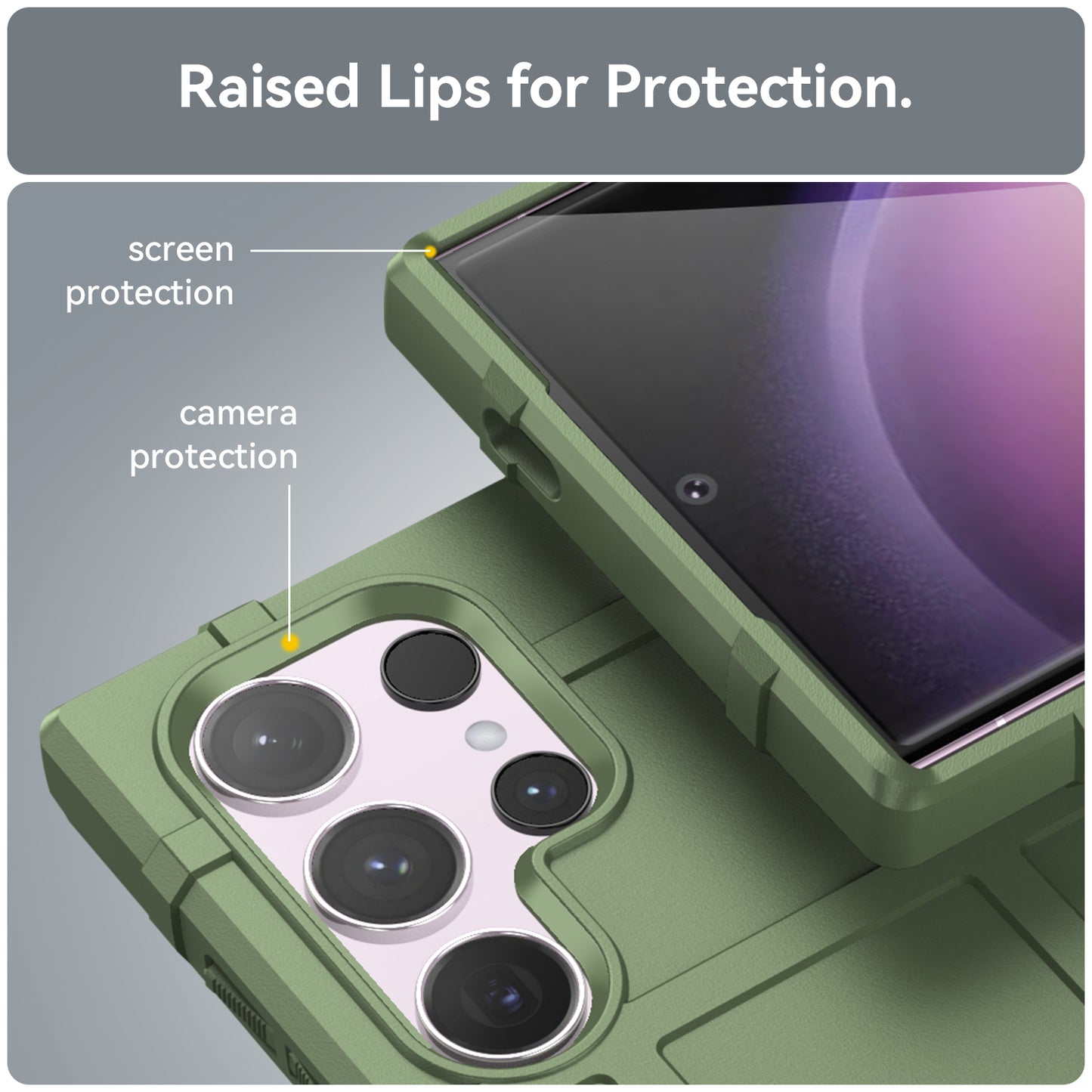 For Samsung Galaxy S24 Ultra TPU Phone Cover Shockproof Phone Case with Square Grid Texture - Green