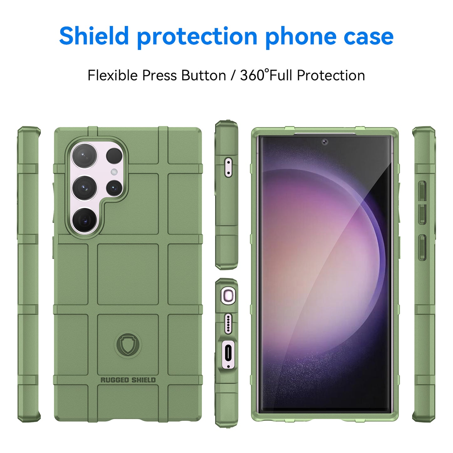For Samsung Galaxy S24 Ultra TPU Phone Cover Shockproof Phone Case with Square Grid Texture - Green