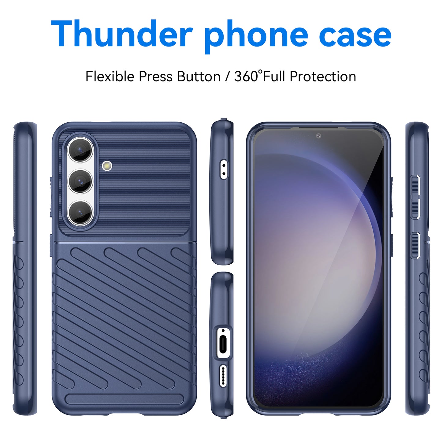 Thunder Series For Samsung Galaxy S24 Case Shock-absorbed TPU Mobile Phone Cover - Blue