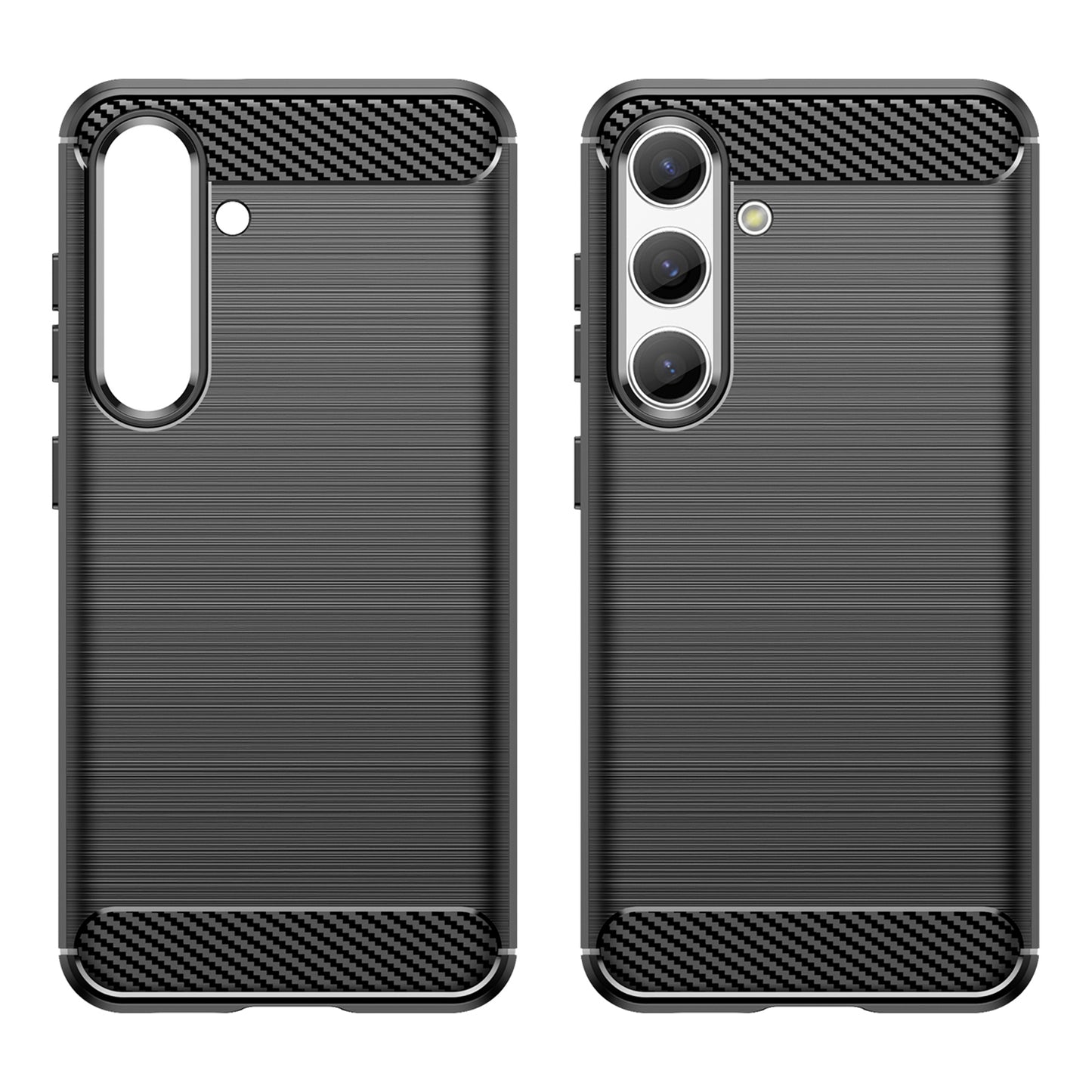 For Samsung Galaxy S24 Case Phone Cover TPU Carbon Fiber Texture Slim-Fit Cell Phone Shell - Black