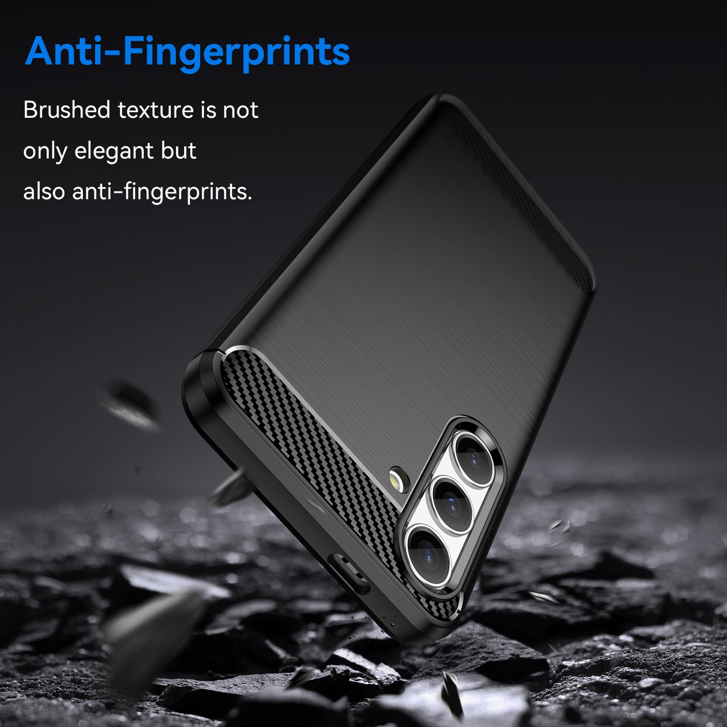 For Samsung Galaxy S24 Case Phone Cover TPU Carbon Fiber Texture Slim-Fit Cell Phone Shell - Black