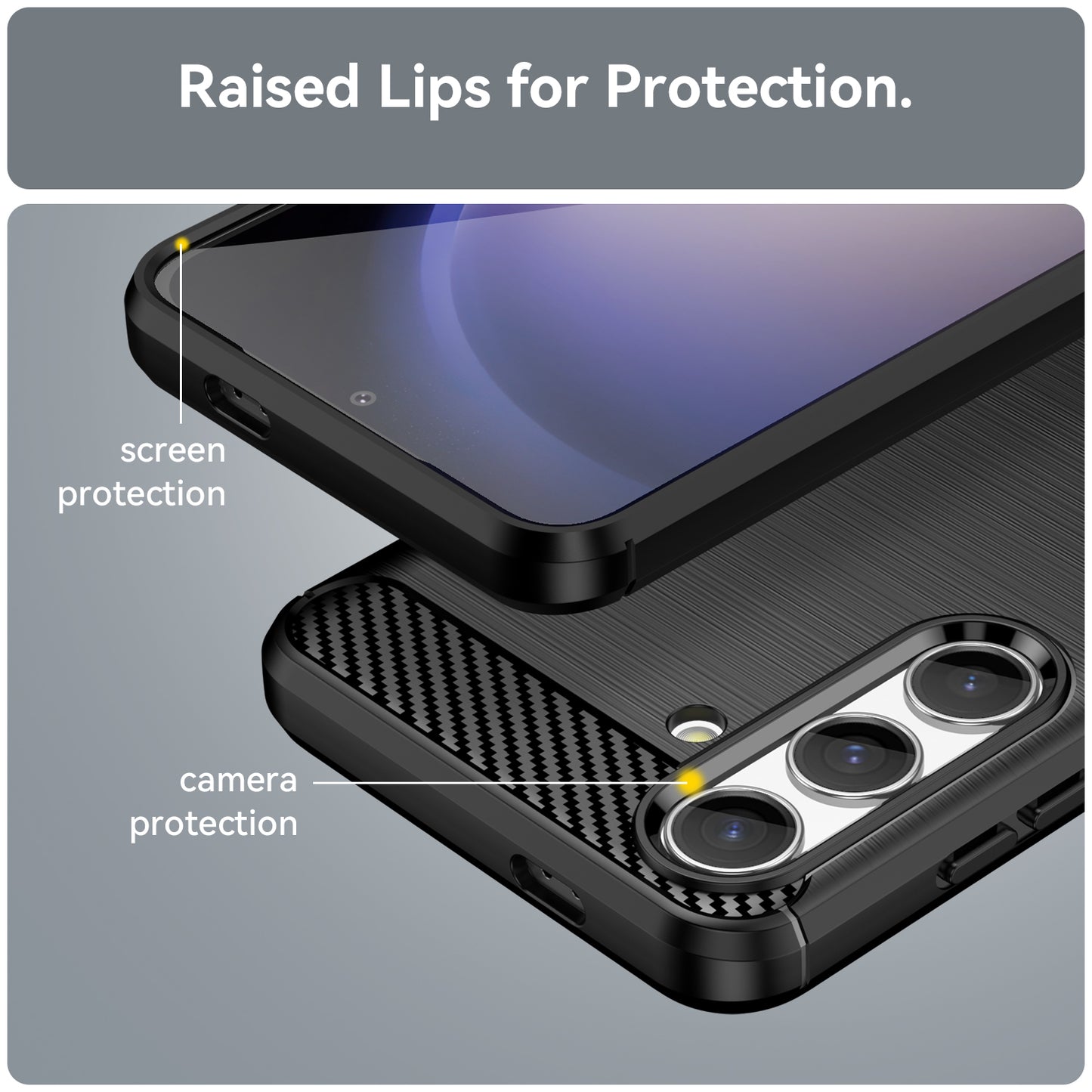 For Samsung Galaxy S24 Case Phone Cover TPU Carbon Fiber Texture Slim-Fit Cell Phone Shell - Black