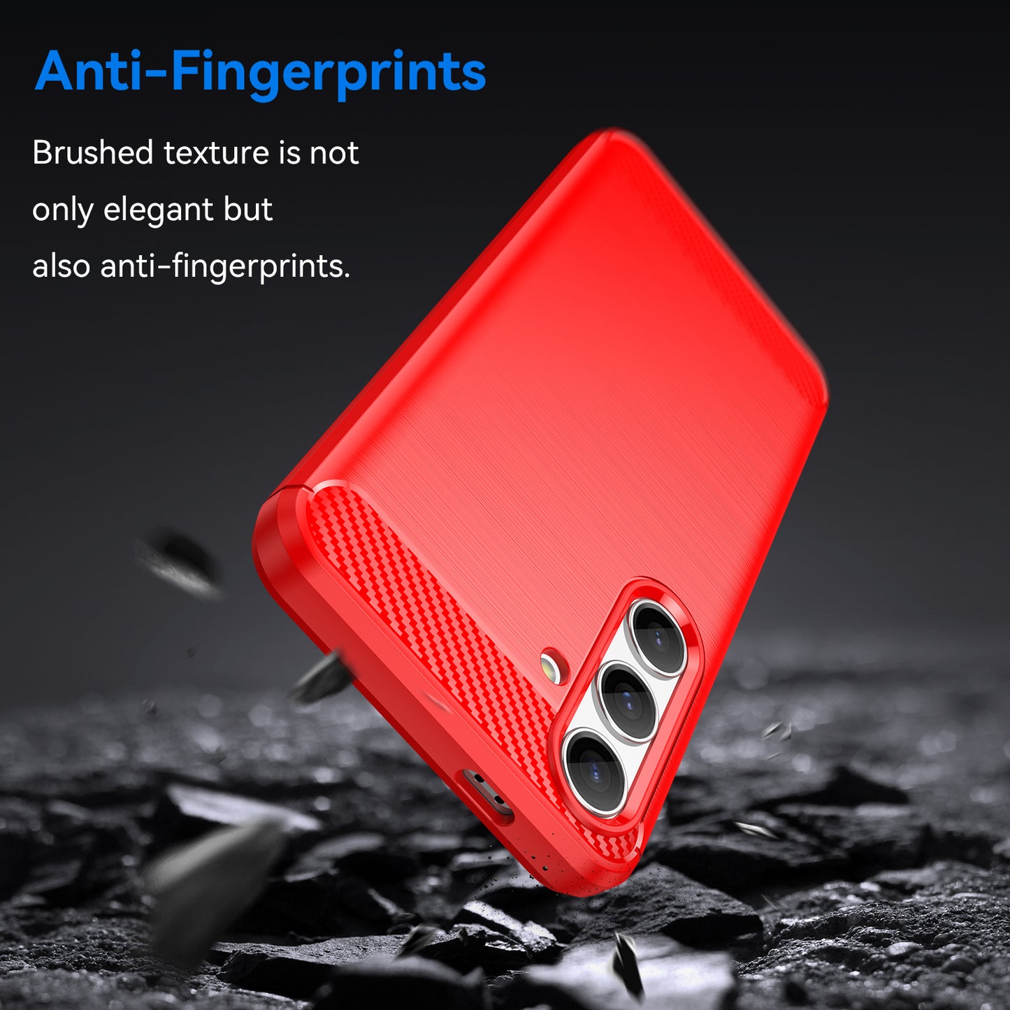 For Samsung Galaxy S24 Case Phone Cover TPU Carbon Fiber Texture Slim-Fit Cell Phone Shell - Red