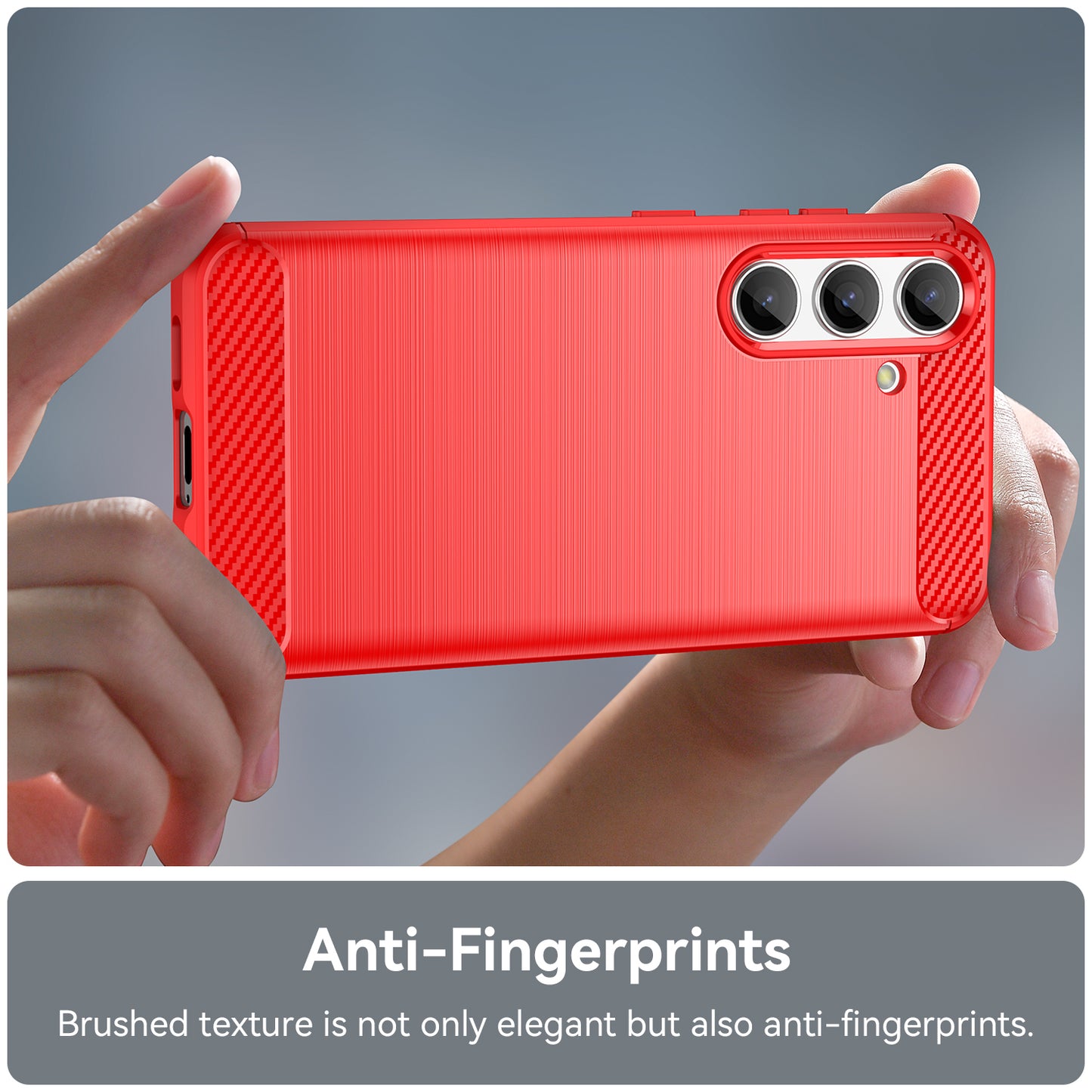 For Samsung Galaxy S24 Case Phone Cover TPU Carbon Fiber Texture Slim-Fit Cell Phone Shell - Red