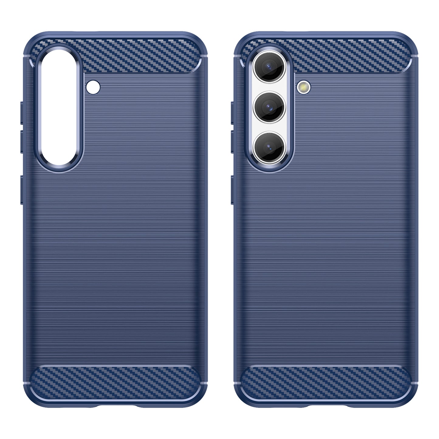 For Samsung Galaxy S24 Case Phone Cover TPU Carbon Fiber Texture Slim-Fit Cell Phone Shell - Blue