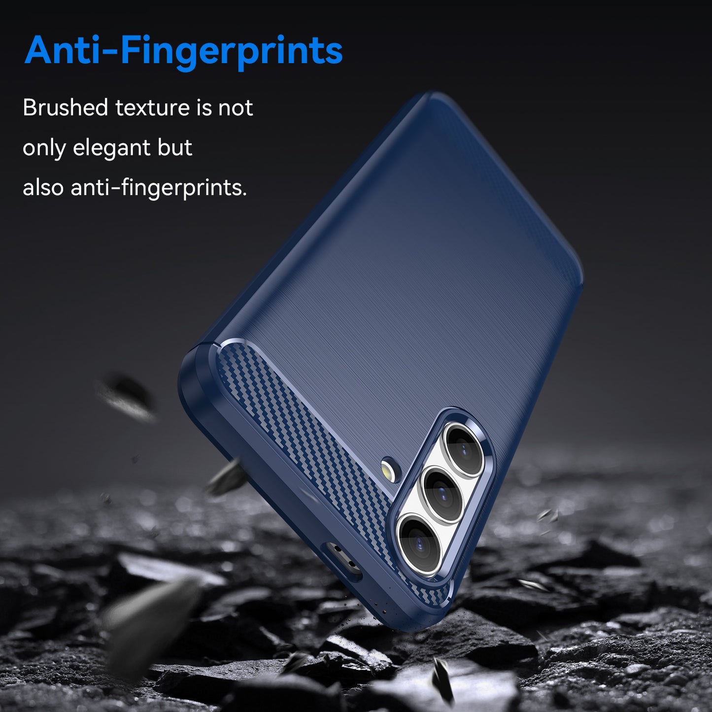 For Samsung Galaxy S24 Case Phone Cover TPU Carbon Fiber Texture Slim-Fit Cell Phone Shell - Blue