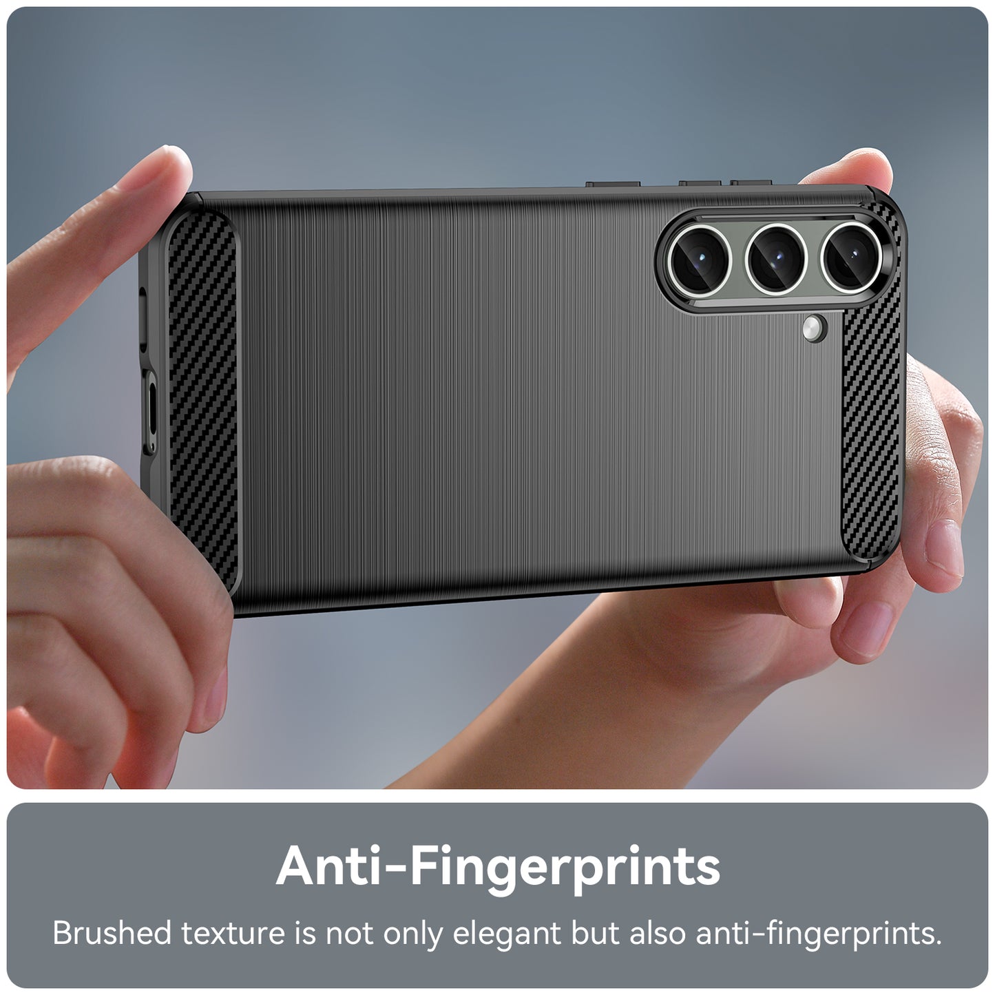 For Samsung Galaxy S24+ Mobile Phone Case Slim-Fit Cover TPU Carbon Fiber Texture Phone Shell - Black