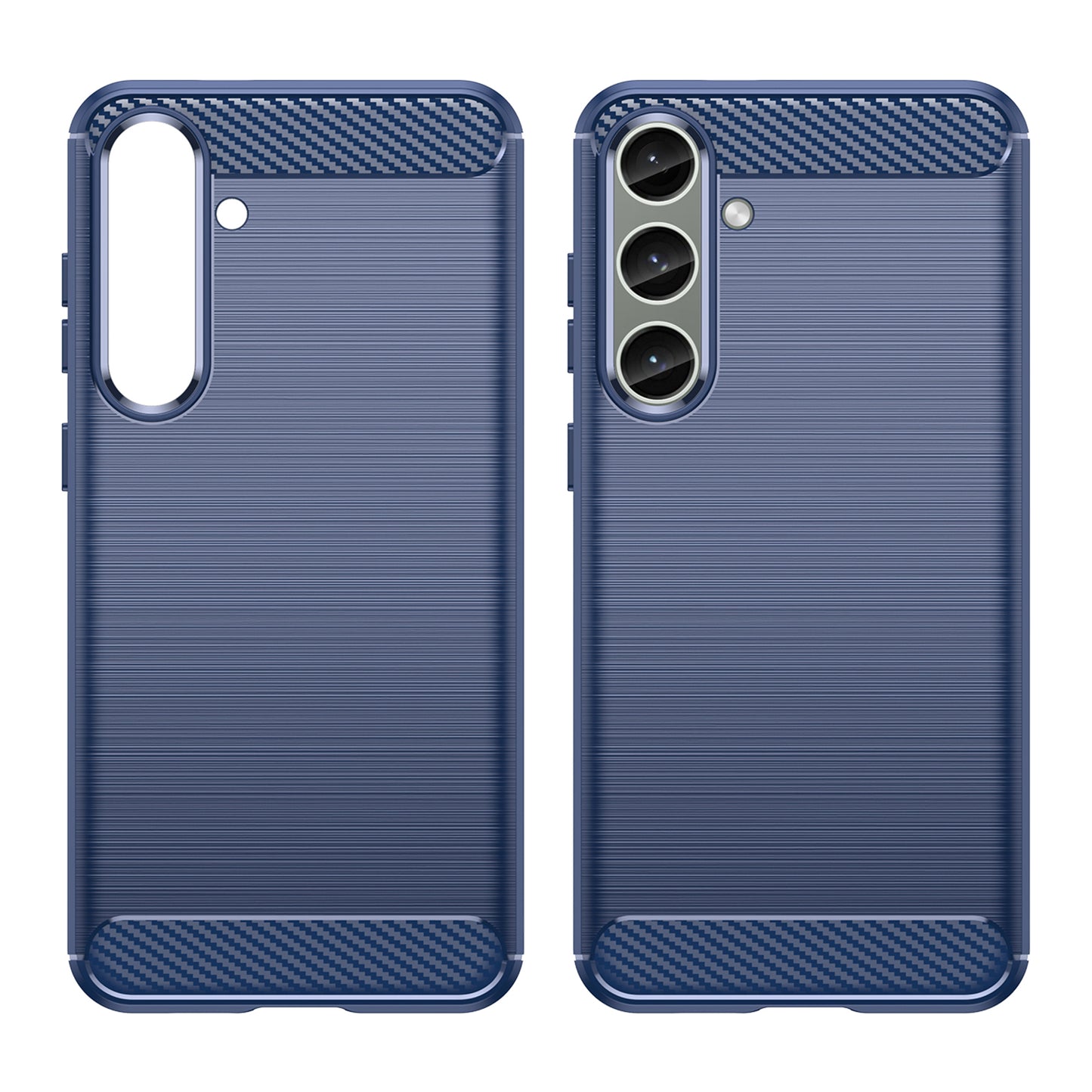 For Samsung Galaxy S24+ Mobile Phone Case Slim-Fit Cover TPU Carbon Fiber Texture Phone Shell - Blue