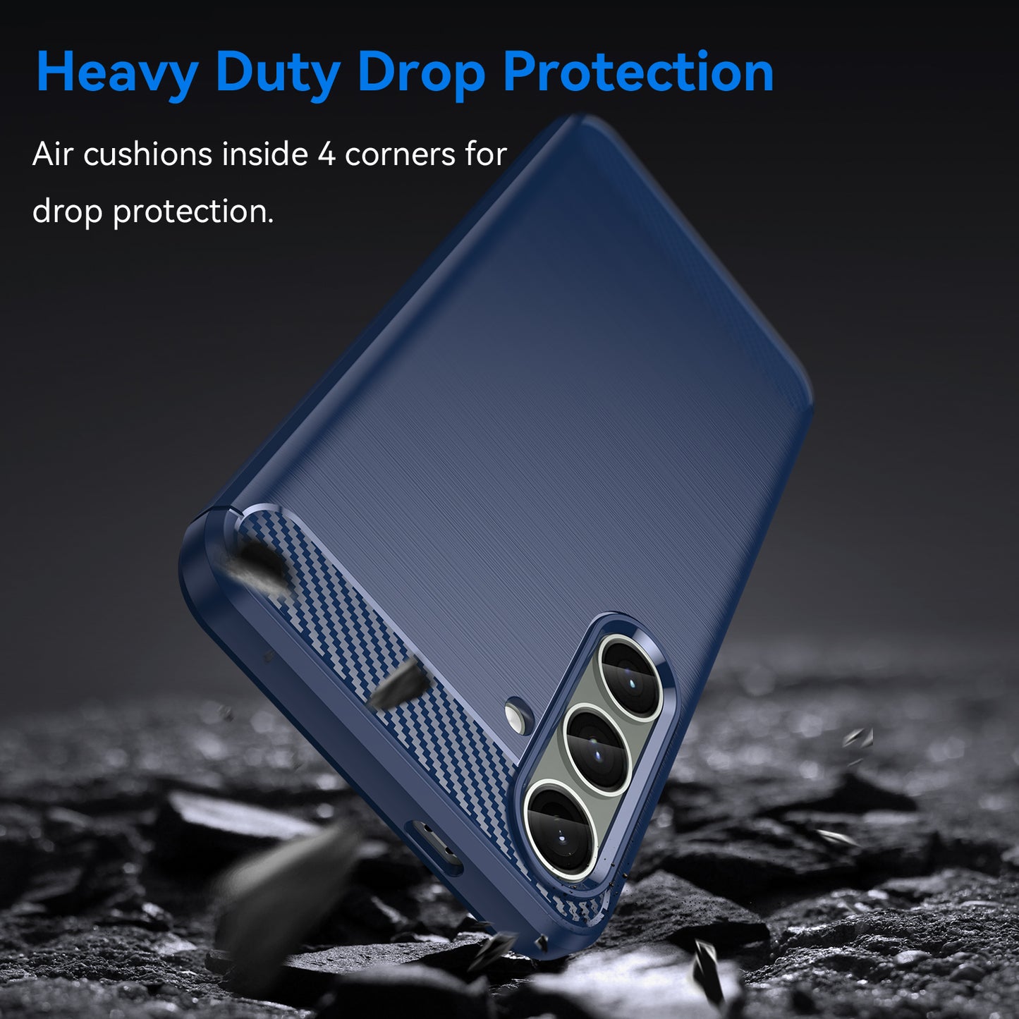 For Samsung Galaxy S24+ Mobile Phone Case Slim-Fit Cover TPU Carbon Fiber Texture Phone Shell - Blue