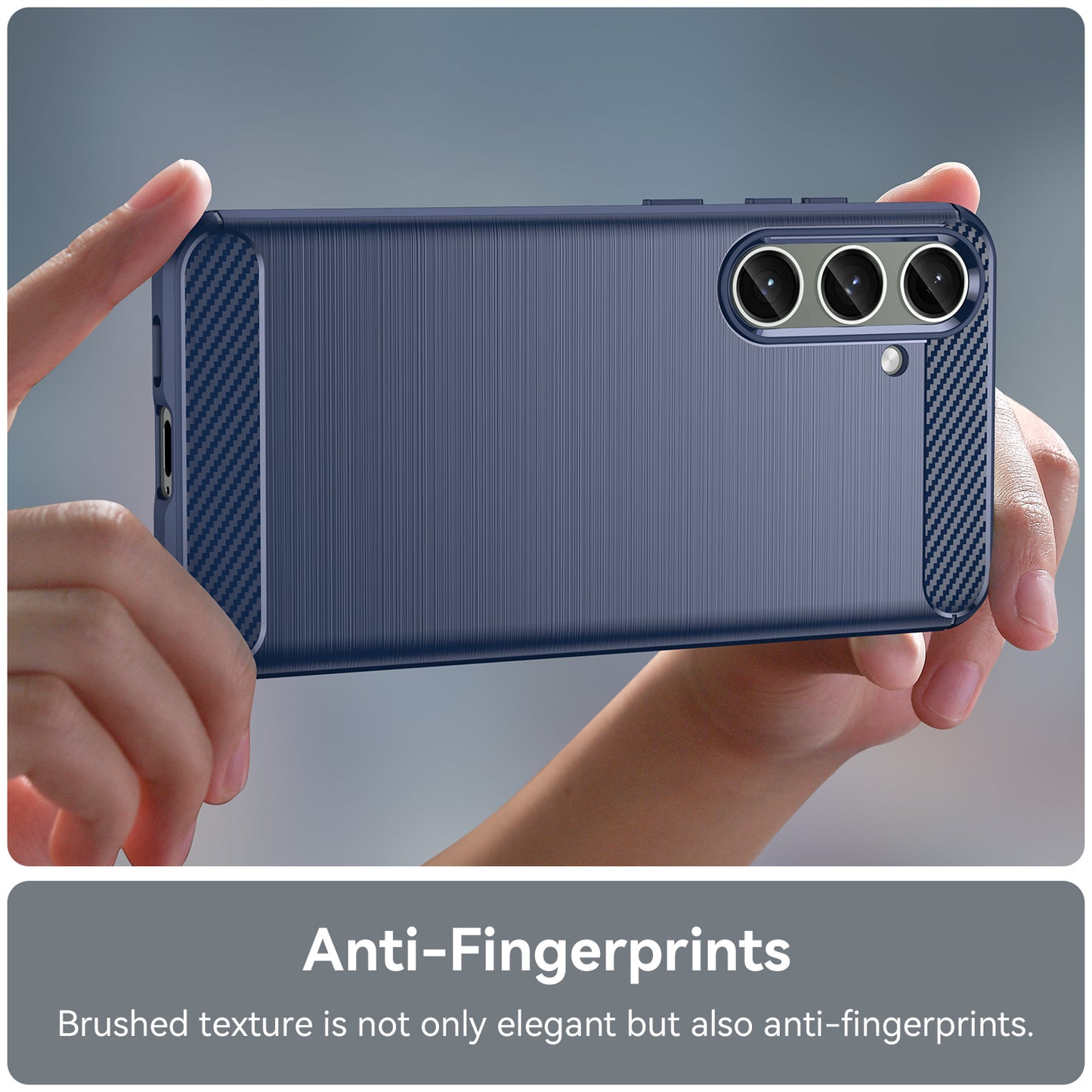 For Samsung Galaxy S24+ Mobile Phone Case Slim-Fit Cover TPU Carbon Fiber Texture Phone Shell - Blue